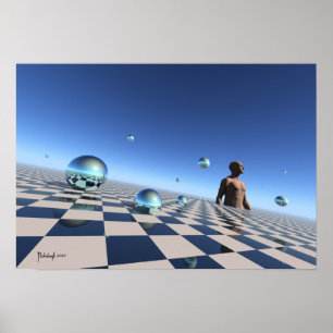 Thoughts and reality surreal art poster