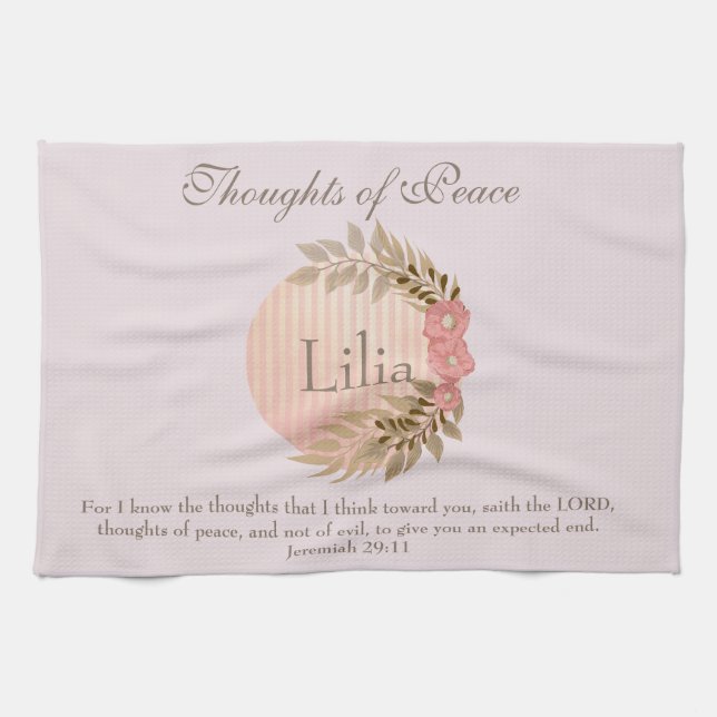 Thoughts of Peace Floral Jeremiah 29:11 Tea Towel (Horizontal)