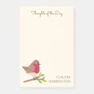 Thoughts of the Day Hand-Illustrated Robin Spring Post-it Notes