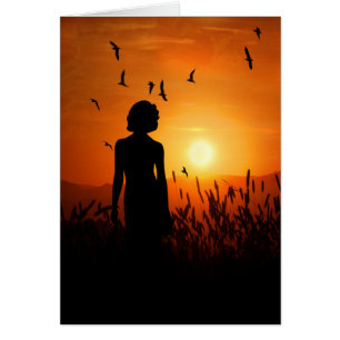 Thoughts of You Sunset Silhouette with Female