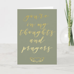 Thoughts & Prayers Gold Script Sympathy Card