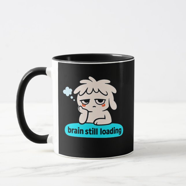 Thoughts Warming Up – Cute Slow Brain Coffee Mug (Left)
