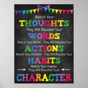 THOUGHTS, WORDS, ACTIONS, HABITS, CHARACTER! POSTER