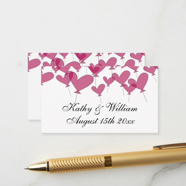 Thousand and one red heart balloons fun wedding enclosure card (Front/Back In Situ)