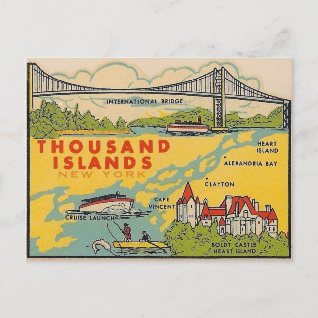 Thousand Islands, New York Vintage Travel Postcard (Front)