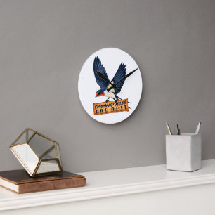 Thousand Miles One Nest Swallow Bird Round Clock
