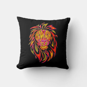 THP - 045 - Lion on Black - Throw Pillow