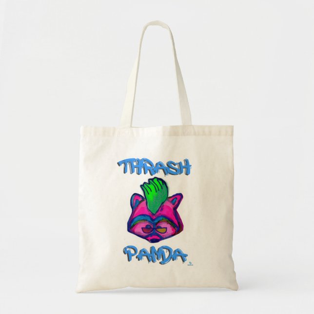 Thrash Panda Funny Punk Racoon Cartoon Tote Bag (Front)