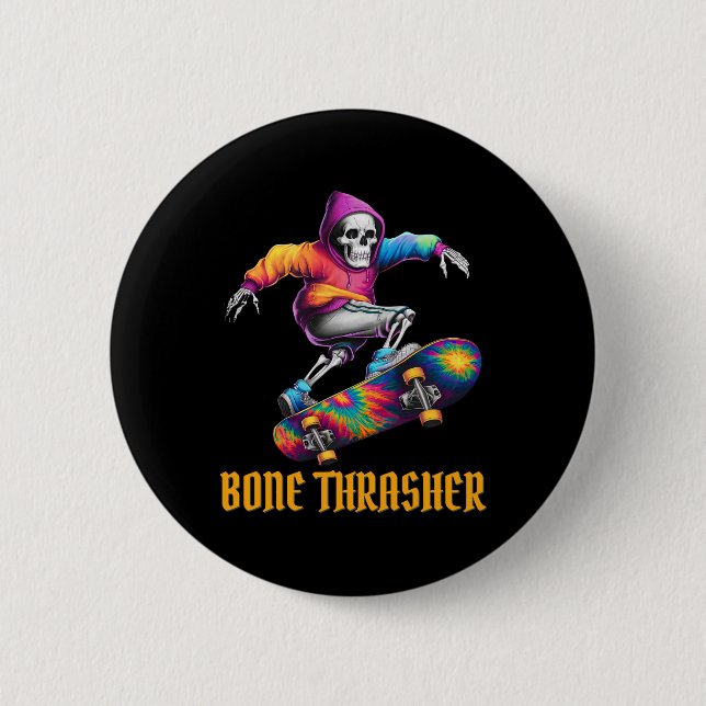 Thrasher Skeleton Halloween Costume  6 Cm Round Badge (Front)