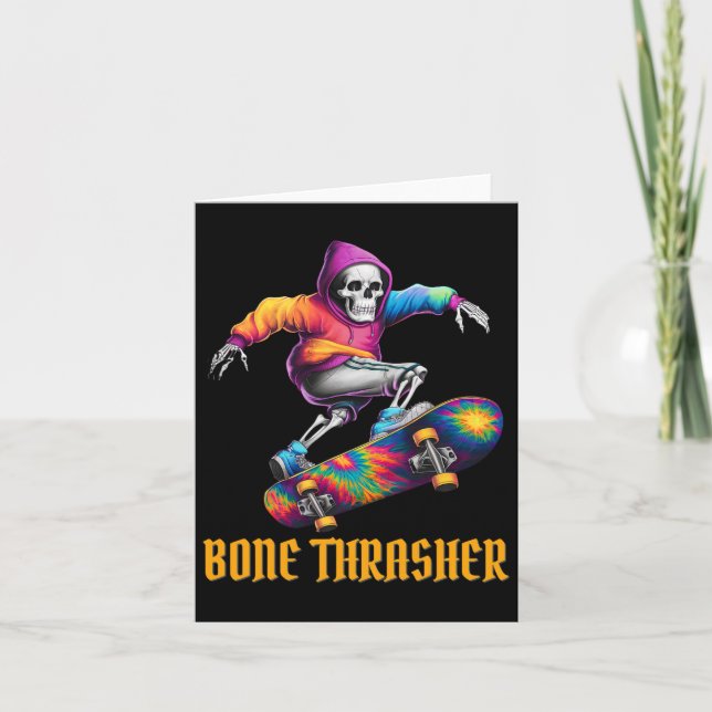 Thrasher Skeleton Halloween Costume  Card (Front)