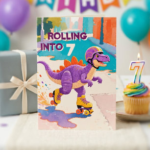 Thread-Painted Art Dinosaur Custom Age Birthday Card