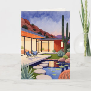 Thread-Painted Art Sunset MCM House Blank Art Card