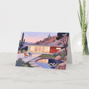 Thread-Painted Art   Twilight MCM House Blank Art Card