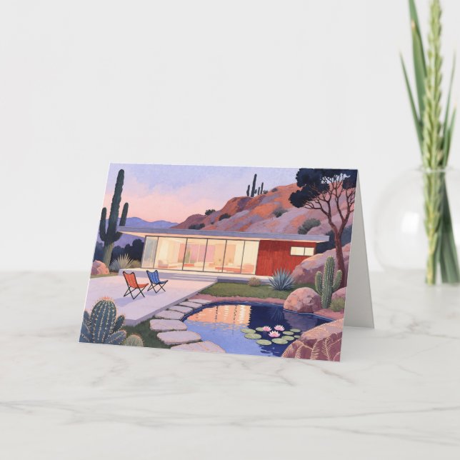 Thread-Painted Art | Twilight MCM House Blank Art Card (Front)