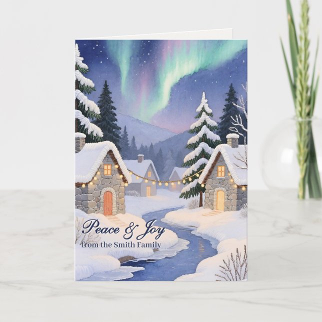 Thread-Painted Art Winter Valley Classic Christmas Card (Front)