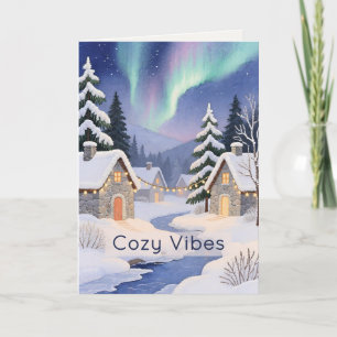 Thread-Painted Art Winter Valley Modern Christmas Card