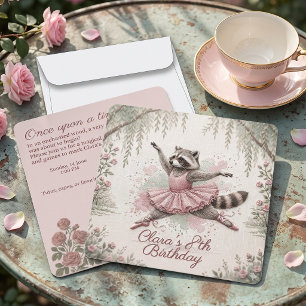 Thread-Painted Art Woodland Ballerina Birthday Invitation