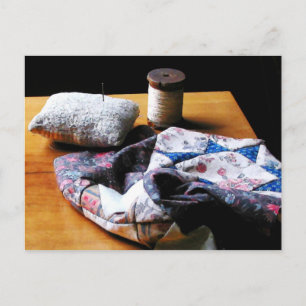 Thread, Pincushion and Cloth Postcard