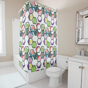 Threaded Hexagons Shower Curtain