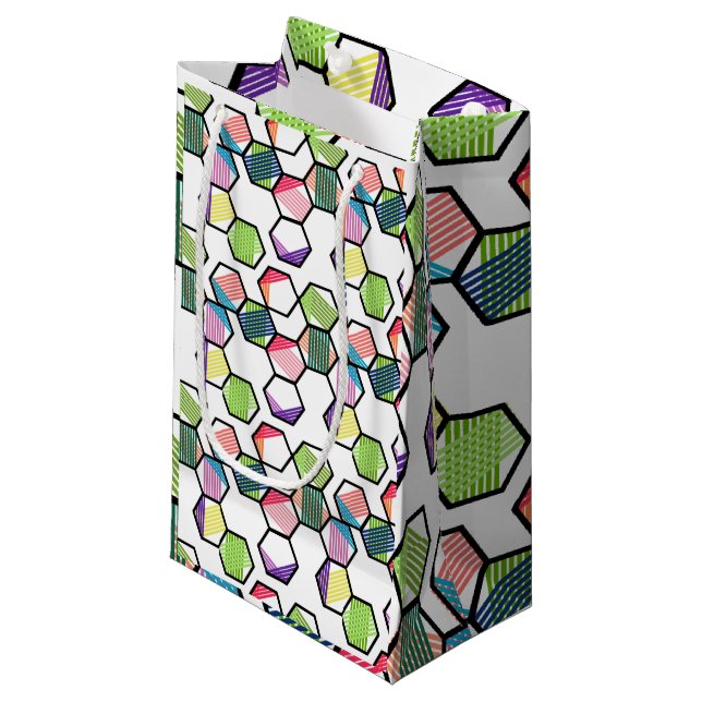 Threaded Hexagons Small Gift Bag (Front Angled)