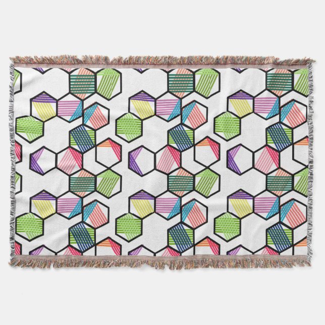 Threaded Hexagons Throw Blanket (Front)
