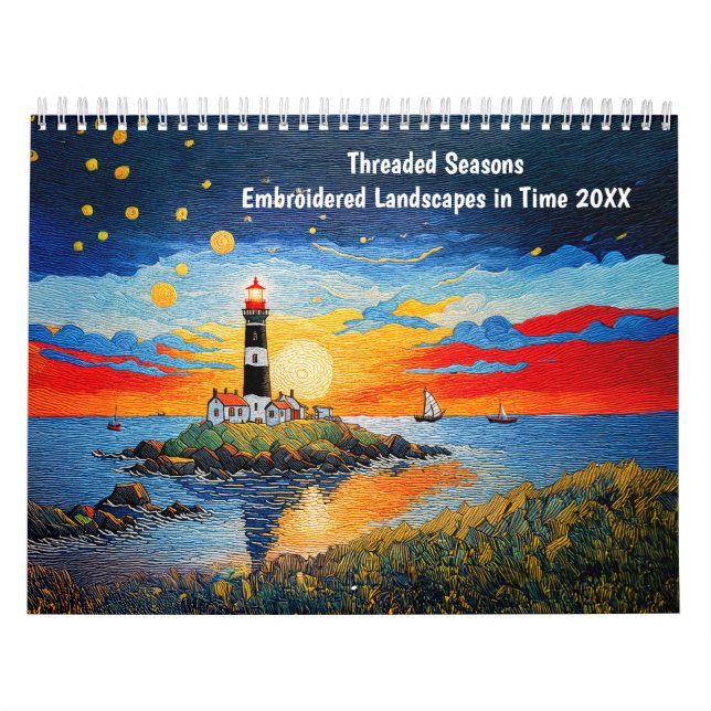 Threaded Seasons – Embroidered Landscapes in Time Calendar (Cover)
