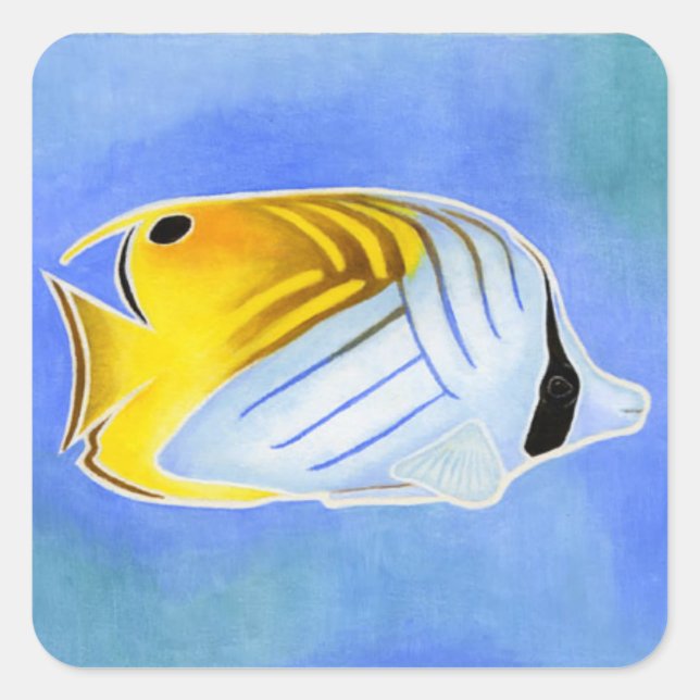 Threadfin Butterfly Fish Square Sticker (Front)