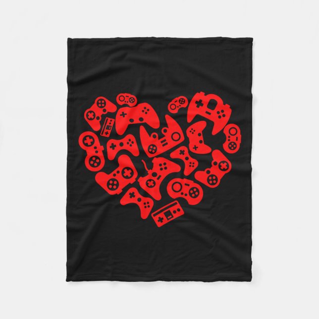 Threadrock Video Game Player Heart Of Controllers  Fleece Blanket (Front)