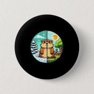 Threadrock Winter Or Spring Groundhog Day , Small, 6 Cm Round Badge