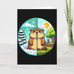 Threadrock Winter Or Spring Groundhog Day , Small, Card