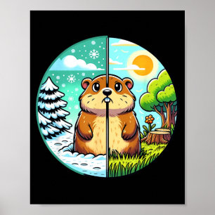 Threadrock Winter Or Spring Groundhog Day , Small, Poster
