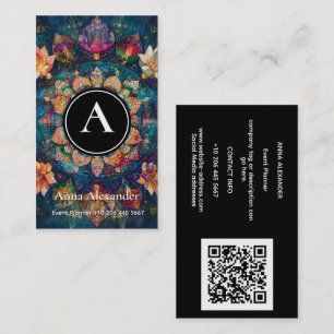 Threads of Light Floral Mandala Design Business Card