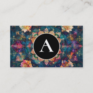 Threads of Light   Floral Mandala Design Business Card