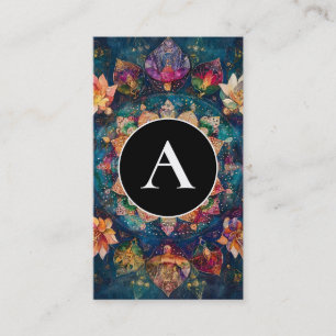 Threads of Light   Floral Mandala Design Business Card