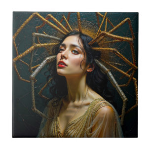 Threads of Transgression  Arachne's Transformation Ceramic Tile