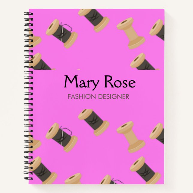 Threads & spools pattern pink notebook (Front)