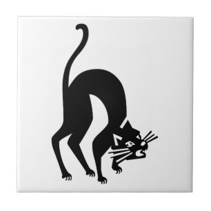 Threatening cat ceramic tile