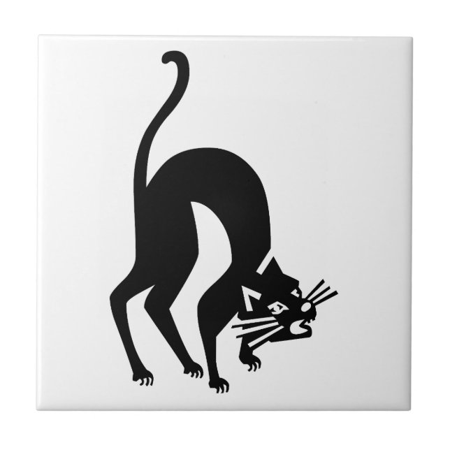 Threatening cat ceramic tile (Front)