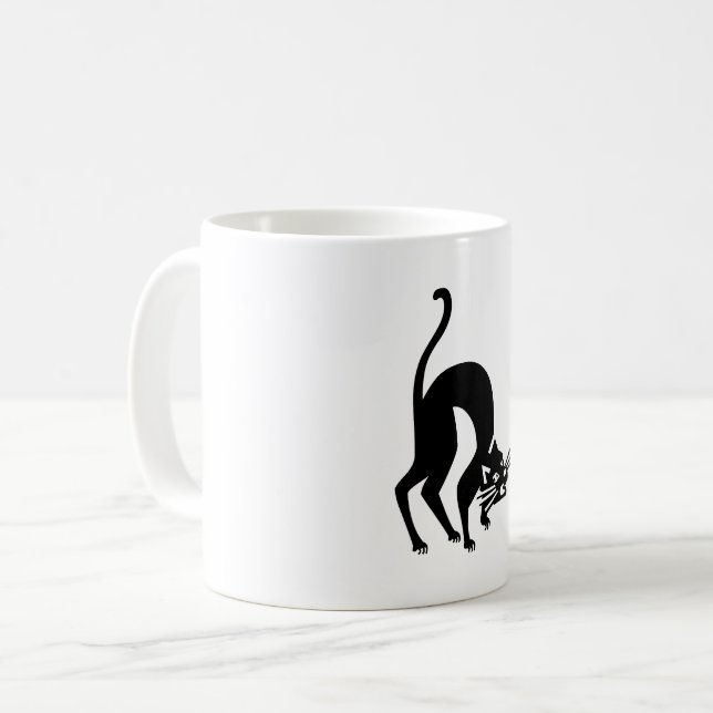 Threatening cat coffee mug (Front Left)