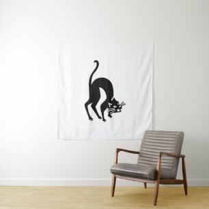 Threatening cat tapestry