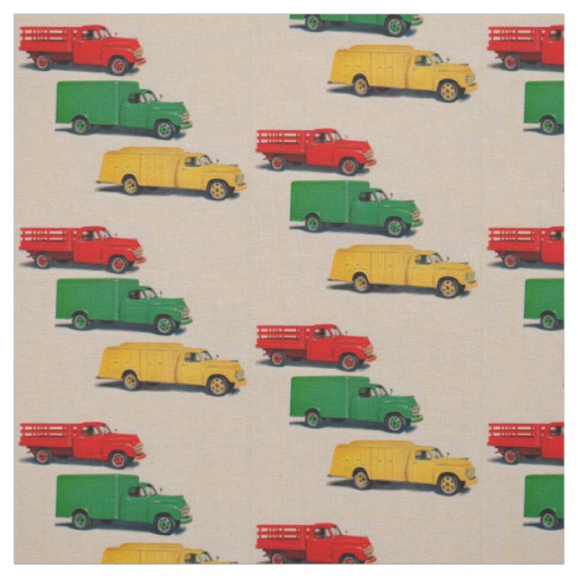 three 1940s trucks fabric (Swatch)