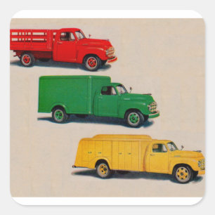 three 1940s  trucks square sticker