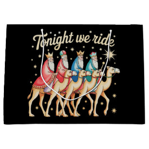 Three 3 Wise Men Tonight We Ride Christmas Xmas Large Gift Bag