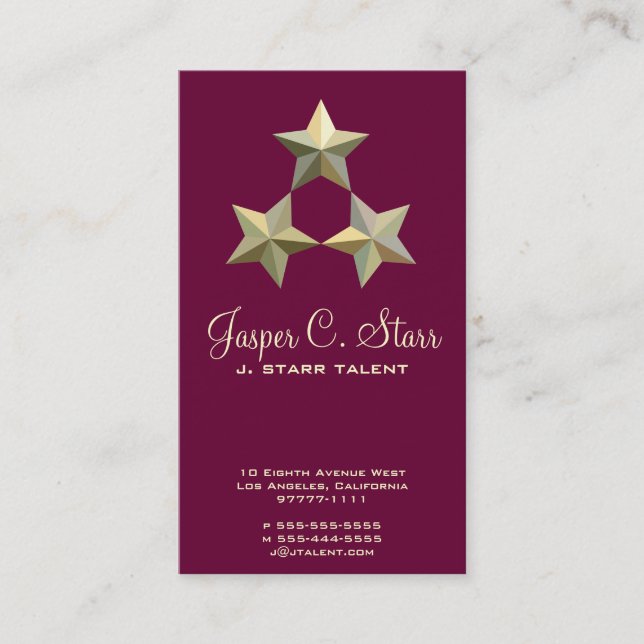 Three 3d Stars Business Card (Front)