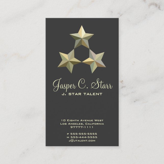Three 3d Stars Business Card (Front)