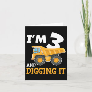 Three 3yr 3rd Birthday Construction Boy 3 Years Ol Card
