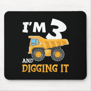 Three 3yr 3rd Birthday Construction Boy 3 Years Ol Mouse Pad
