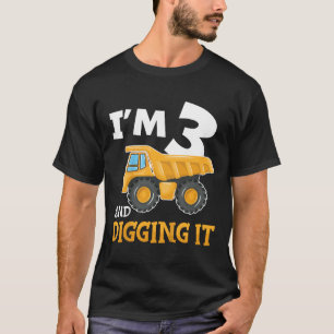 Three 3yr 3rd Birthday Construction Boy 3 Years Ol T-Shirt
