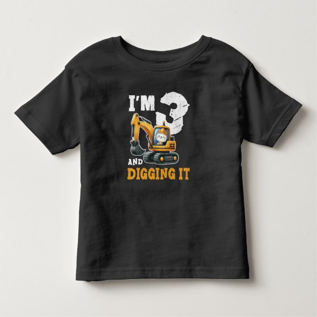Three 3yr 3rd Birthday Construction Boy 3 Years Toddler T-Shirt (Front)