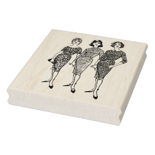 Three '60s Women Vintage Rubber Art Stamp